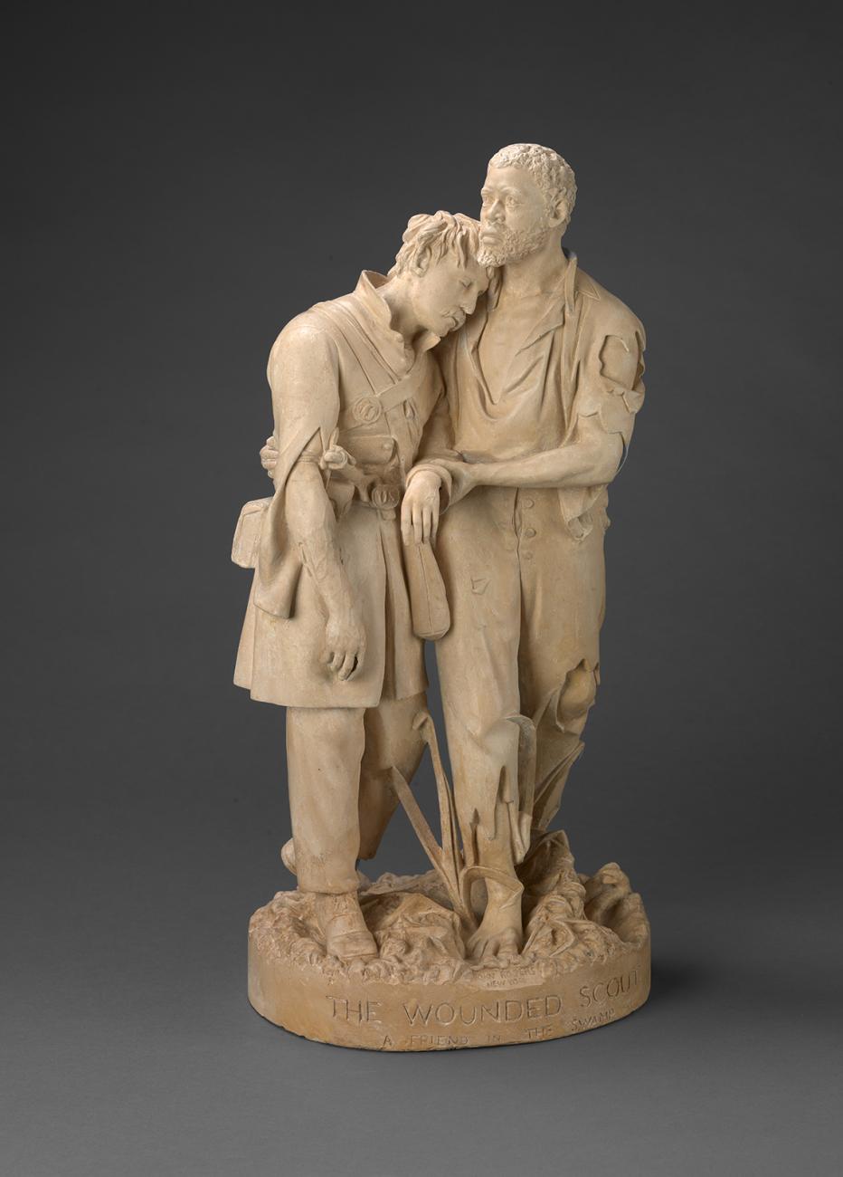 A sculpture of two men