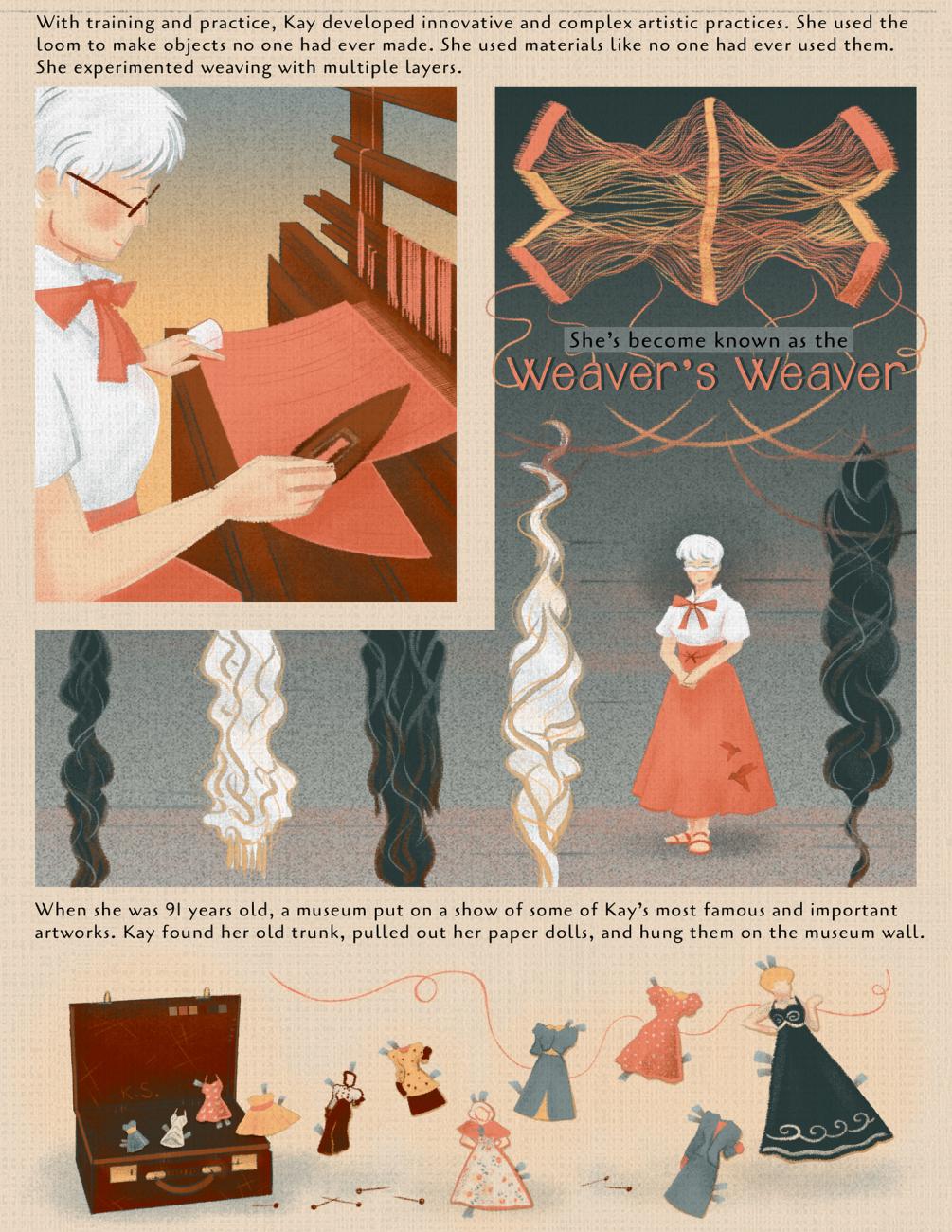 The Weaver’s Weaver: A Comic About Kay Sekimachi, page three