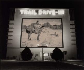A photograph of a Texas drive-in theater.