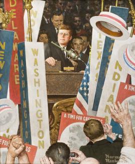 Rockwell's oil on canvas of JFK's Democratic National Convention in 1964.