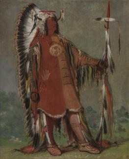 Exhibition - Humboldt, George Catlin, Máh-to-tóh-pa, Four Bears, Second Chief, in Full Dress, 1832, oil on canvas, 29 x 24 in. Smithsonian American Art Museum, Gift of Mrs. Joseph Harrison Jr., 1985.66.128, Photo by Gene Young.