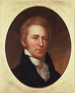 Exhibition - Humboldt, Charles Willson Peale, Portrait of William Clark, 1807, oil on paper mounted on canvas, 25 x 21 1/4 in., Independence National Historic Park Collection, Philadelphia, PA.