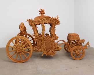 An artwork that looks like a carriage, but it's made of sugar