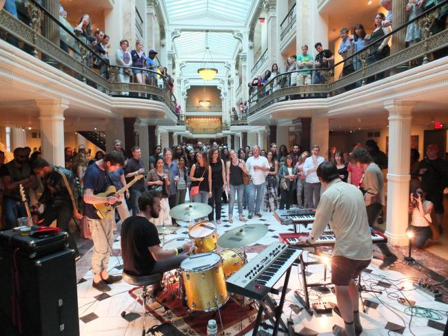 An photograph inside the Luce Foundation Center during a live performance. 