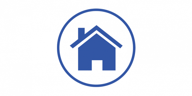 A graphic of a blue house