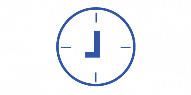 A graphic of a blue clock