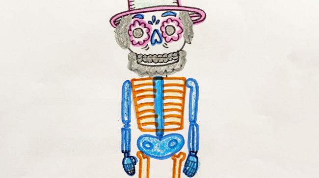 A coloring sheet of a skeleton