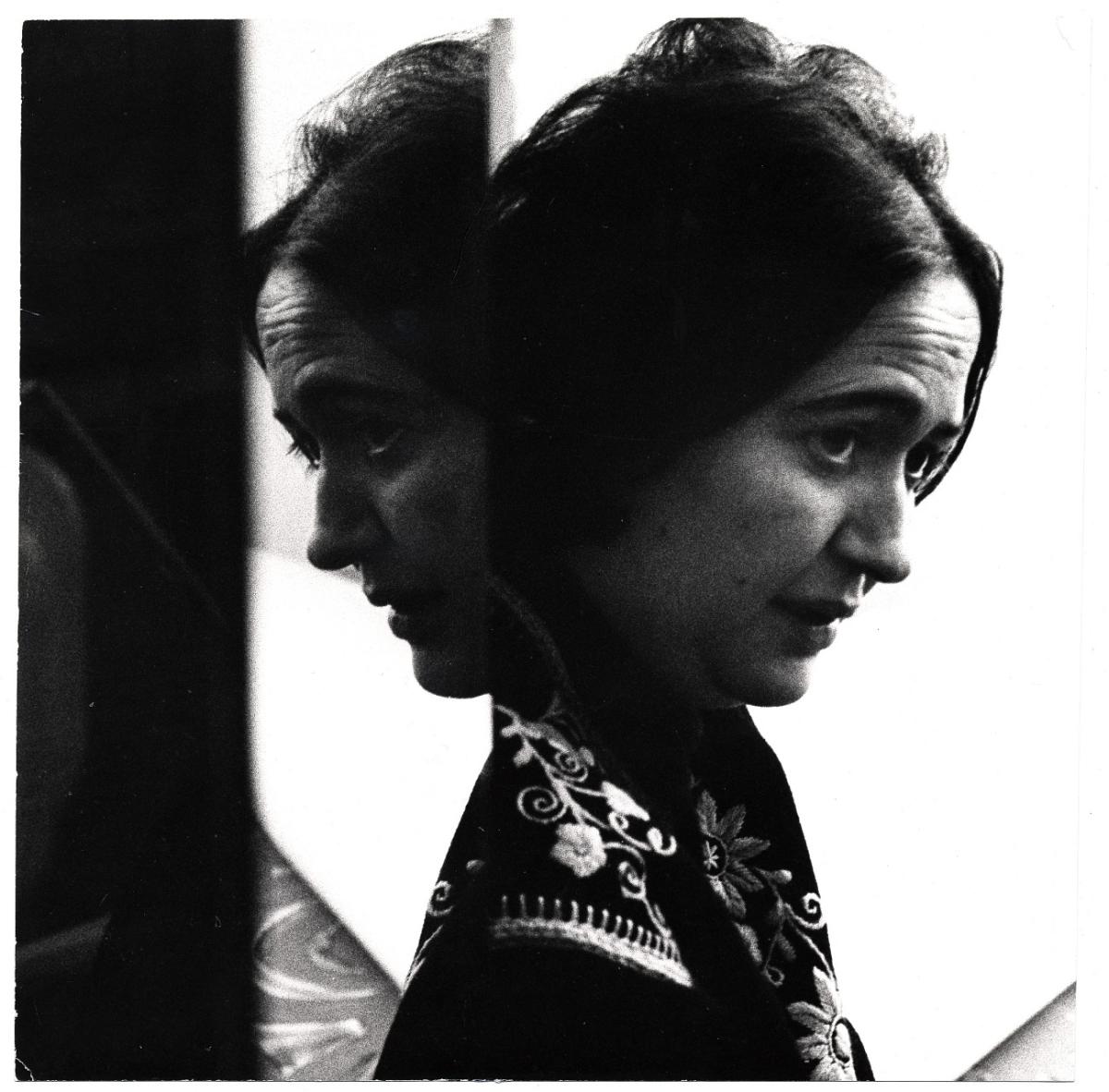 Bio Image - Chryssa Double exposed portrait photograph of Chryssa, April 1968. Photo by John Foote. Miscellaneous photographs collection, circa 1845-1980, Archives of American Art, Smithsonian Institution