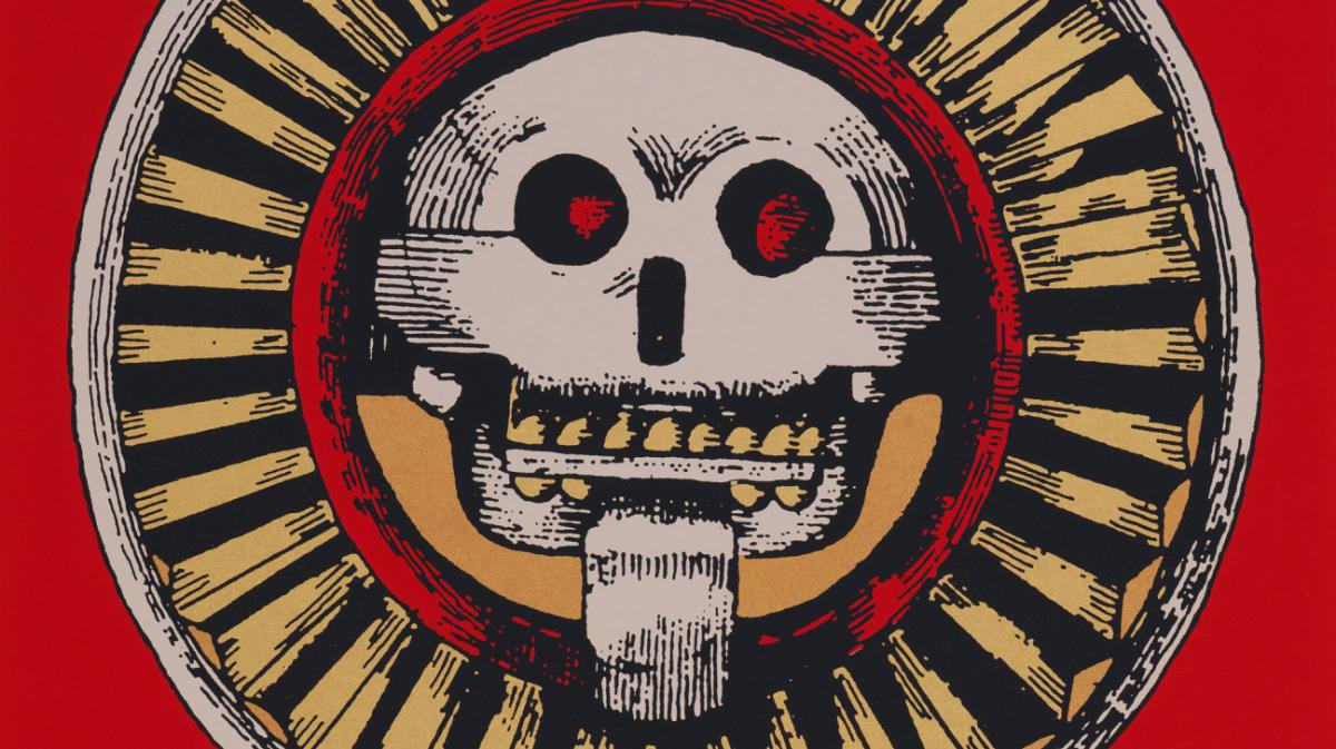 A painting of a skull. 