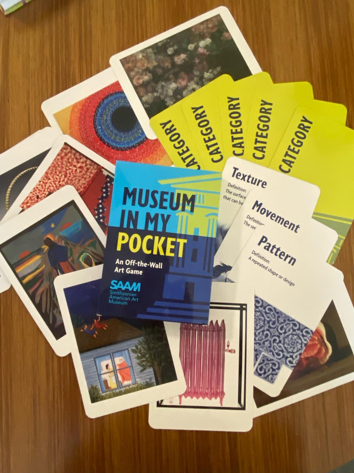 A top-down view of cards from the "Museum in My Pocket" game