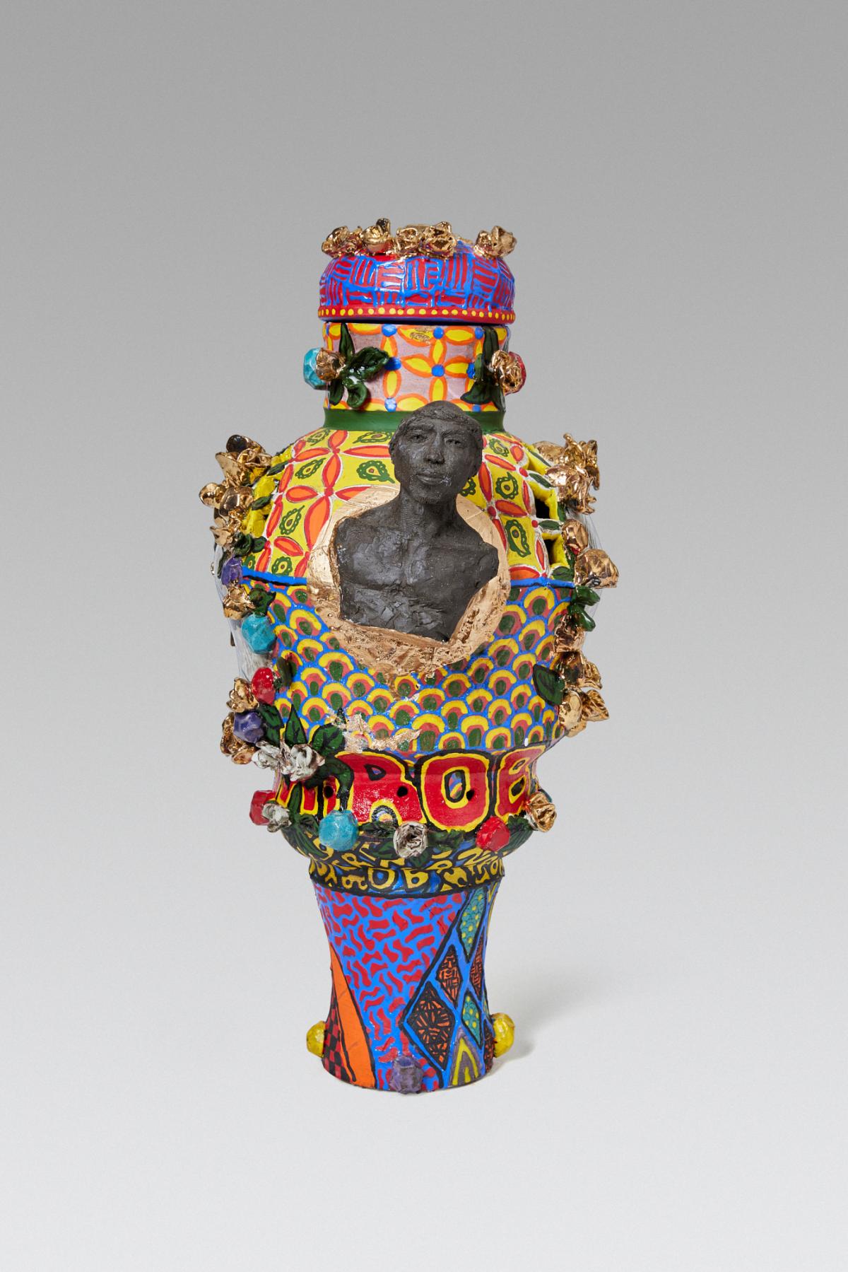 Colorful multi-media vase