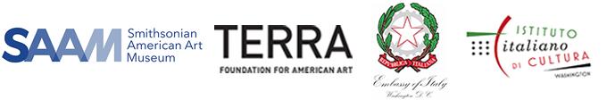 Smithsonian American Art Museum logo, Terra Foundation logo, Italian Embassy logo, and Istituto Italiano di Cultura logo.