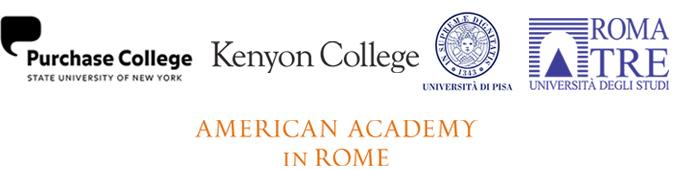 Purchase college logo, Kenyon college logo, Universita di Pisaa logo, Roma Tre logo, and American Academy in Rome logo