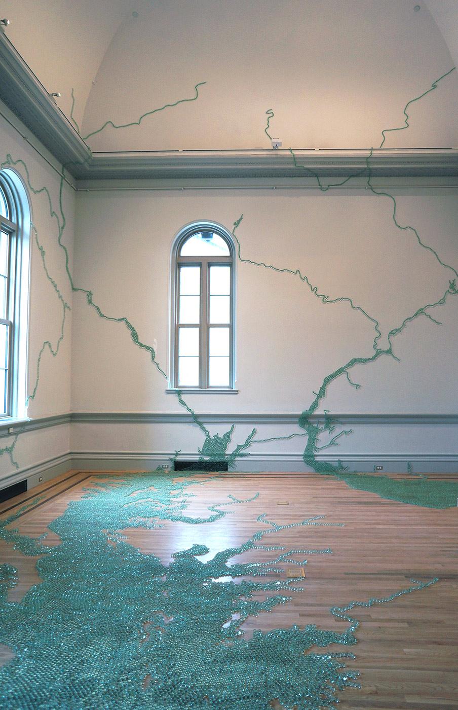 Installation shot of Maya Lin's Folding the Chesapeake for WONDER at the Renwick Gallery.