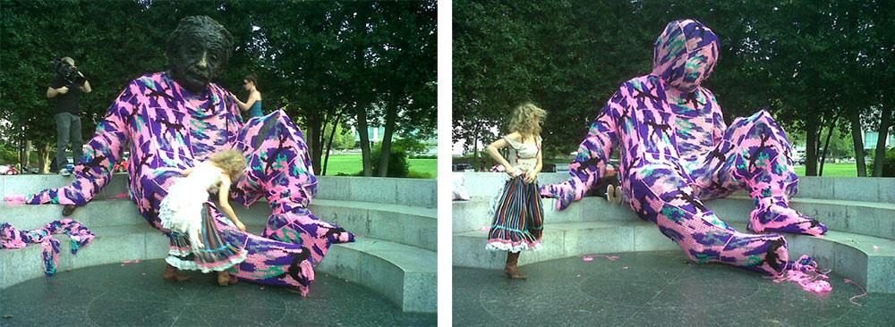 Einstein wrapped in yarn