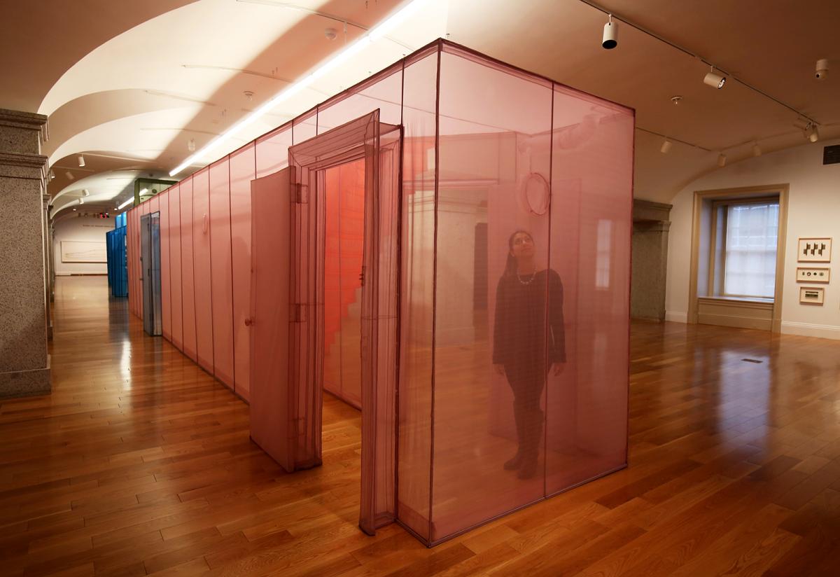 This is an image inside Do Ho Suh's Almost Home of his pink hub.