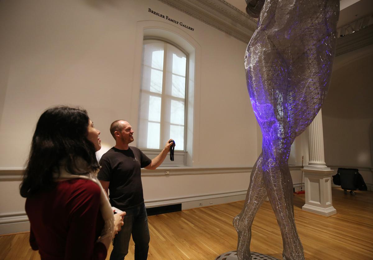 An installation photo of Marco Cochrane with his sculpture Truth is Beauty.