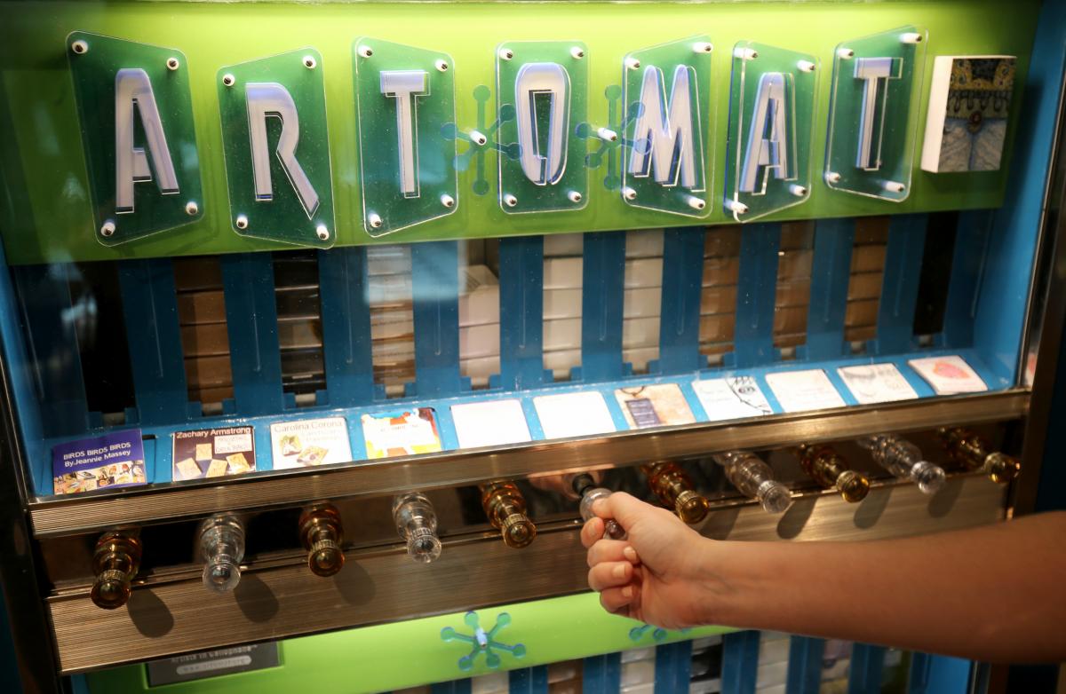 A picture of the Art-o-Mat machine in the Luce Foundation Center.