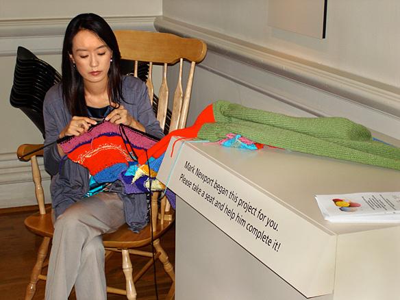 Yoko Oshio dropped in to the Renwick to add her "purls" of wisdom to Mark Newport's art piece. Yoko Oshio dropped in to the Renwick to add her "purls" of wisdom to Mark Newport's art piece.