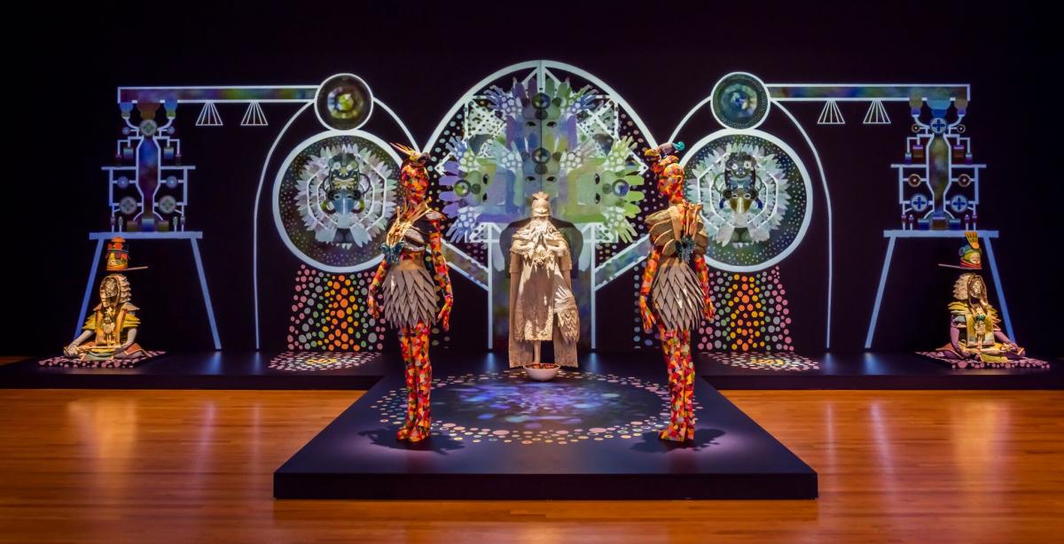 Image of Saya Woolfalk's 2015 installation at the Seattle Art Museum, ChimaTEK Life Products Virtual Chimeric Space