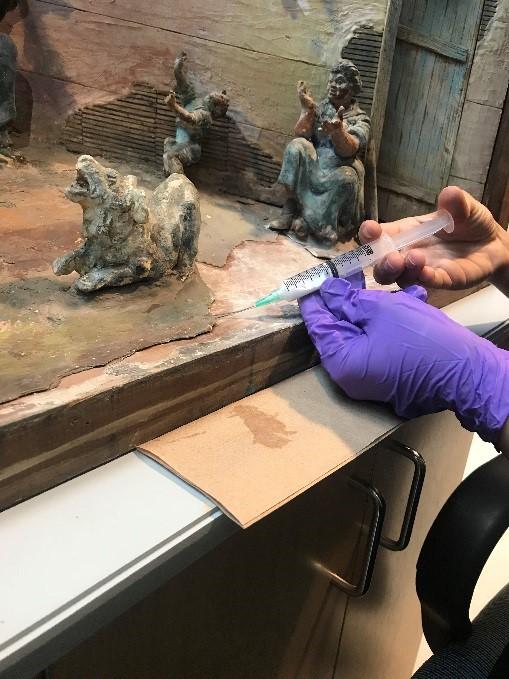 Injecting Lascaux 360 with medical-grade syringe