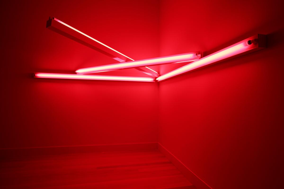 Flavin's LED lighting in red. 