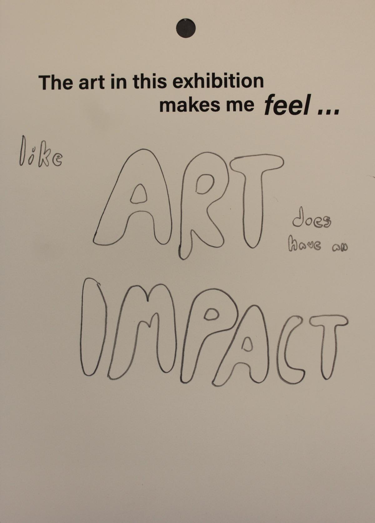 Feedback card from Artists Respond exhibition