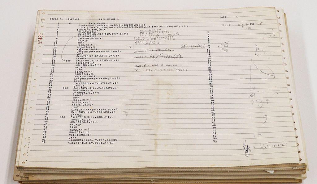 A photograph of a notebook with printed numbers and letters.