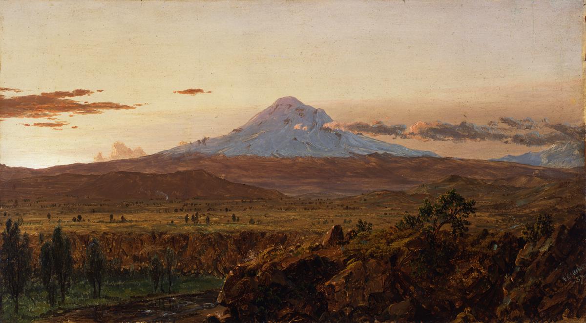 A painting of a mountain