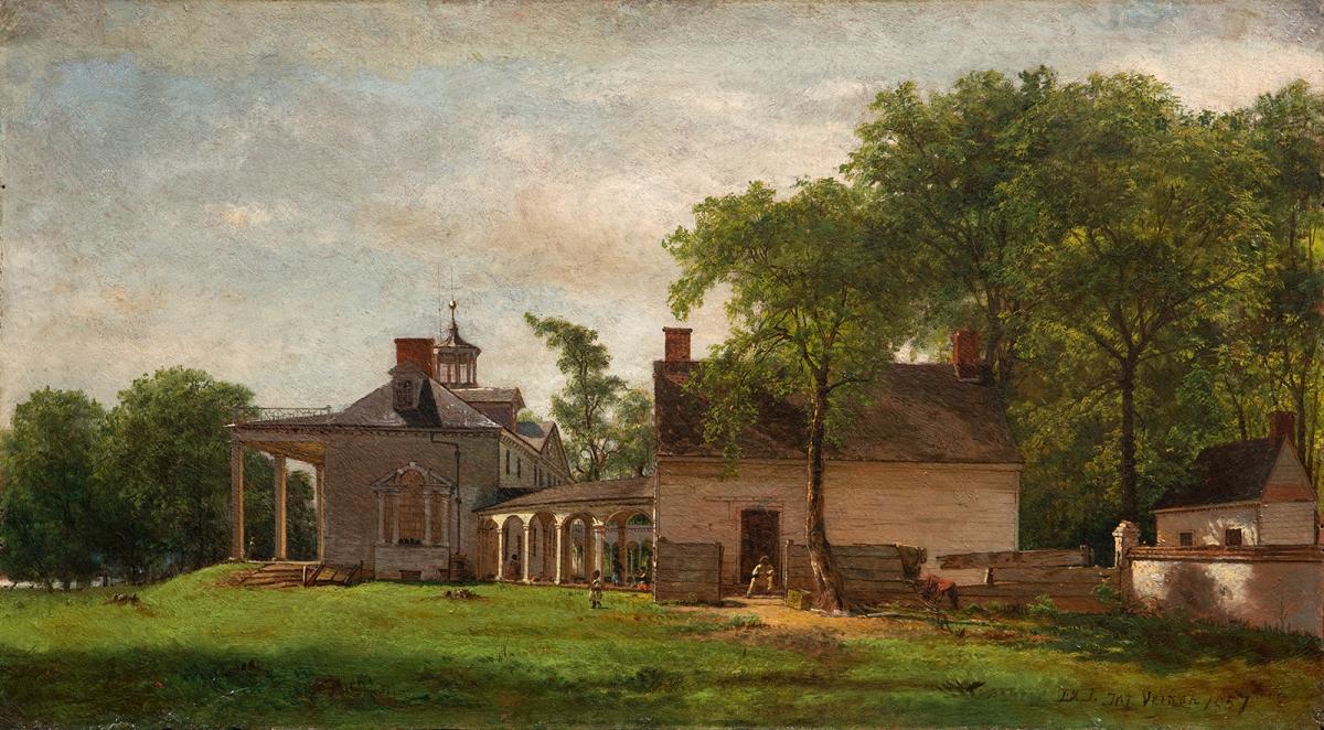 A painting of a house.