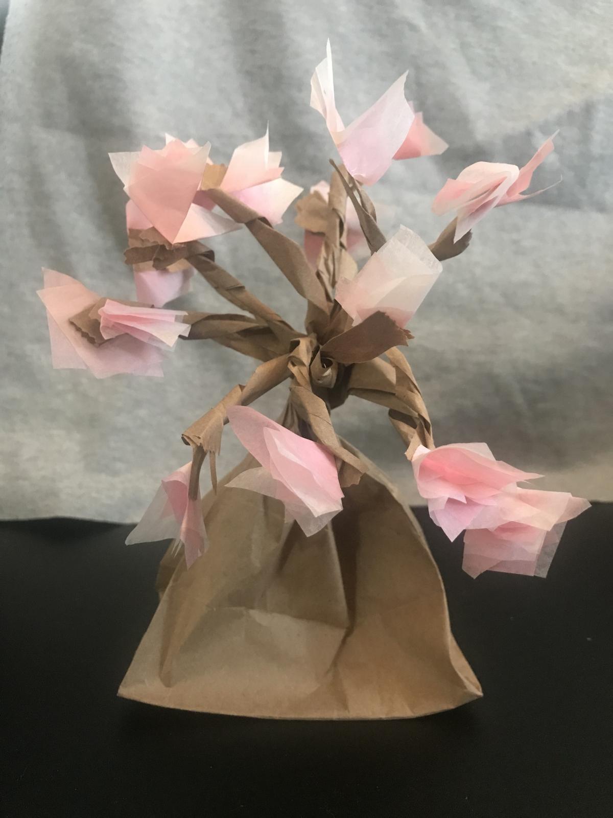 a tree made out of a paper bag