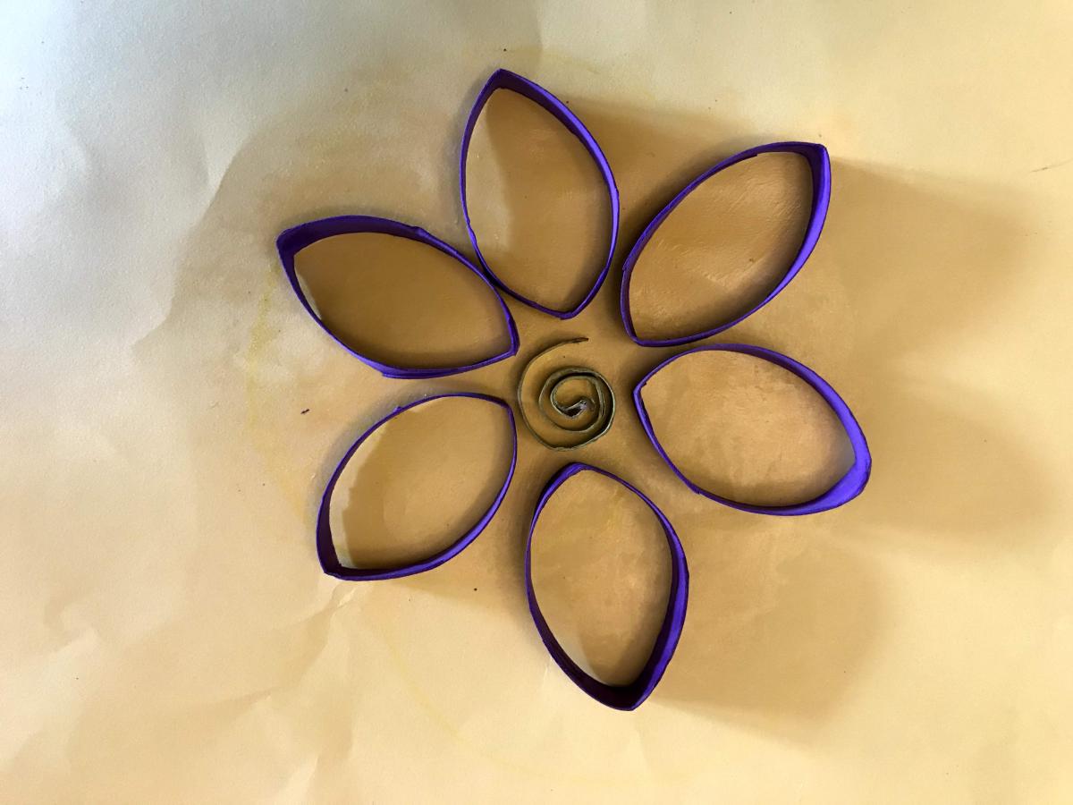 A flower made from folded paper.