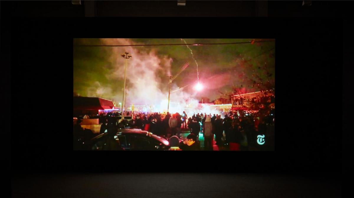 A photograph of a video screen.
