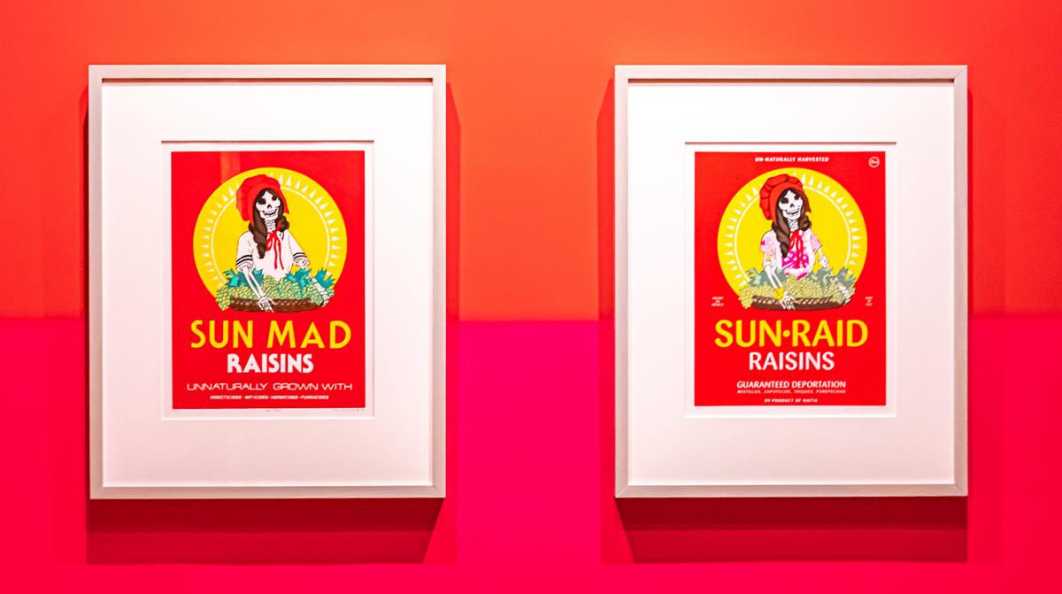 Blog - PtR Artwork Highlights, Sun Mad Two artworks of a skeleton resembling the raison box woman.