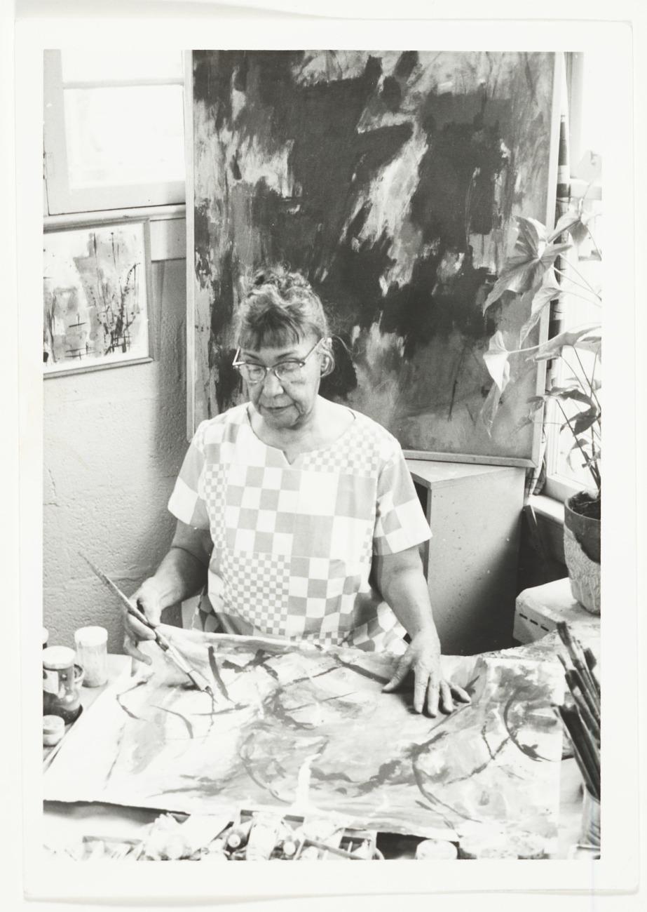 Alma Thomas Working in Her Studio