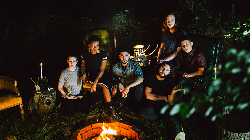 Photograph of the six members of the band, Lightmare 