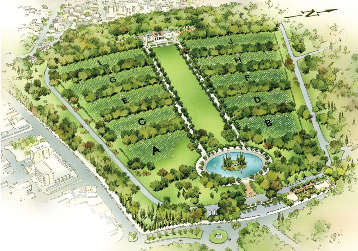 Illustrated map of the Sicily-Rome American Military Cemetary and Memorial