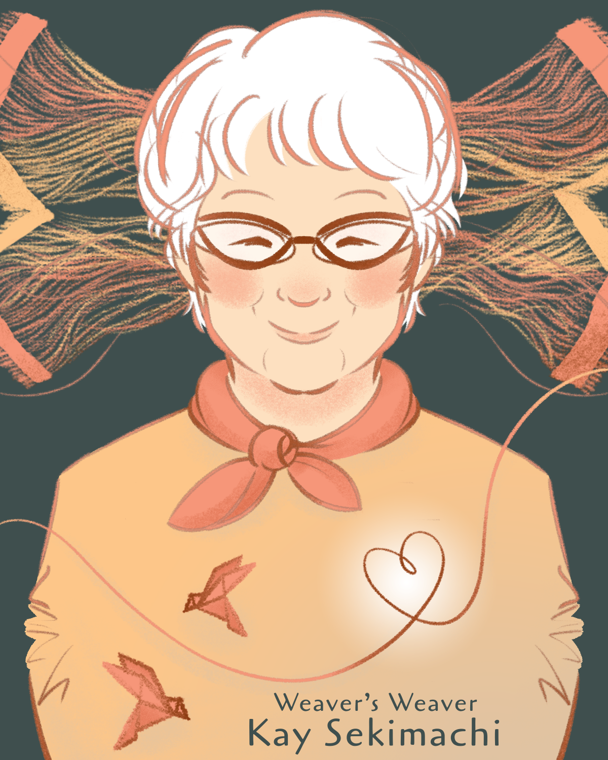 The cover of a comic book with the title "A Weaver's Weaver." It shows an older woman surrounded by thread. She has white hair and a slight smile.