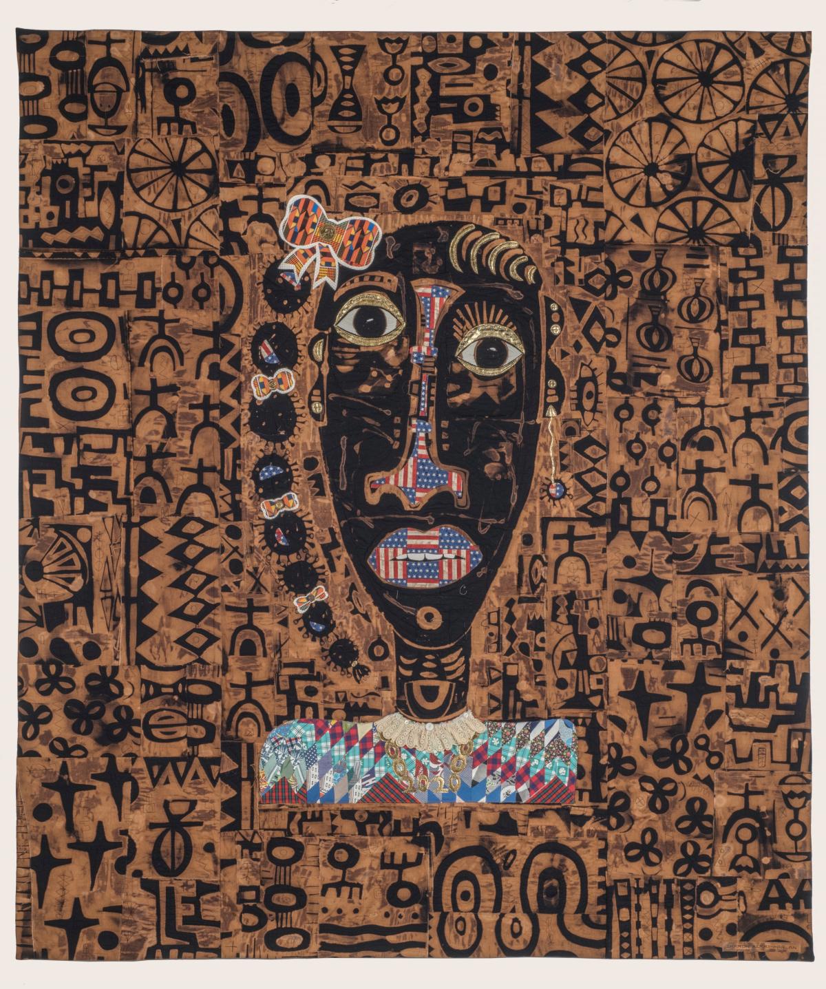 Quilt featuring the portrait of a woman