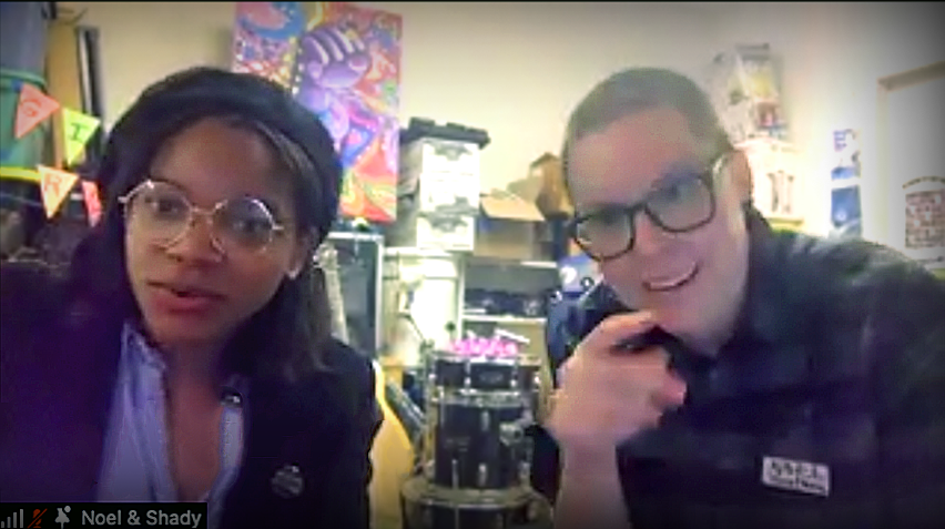 Noel and Shady of Girls Rock DC teach a virtual workshop over zoom.