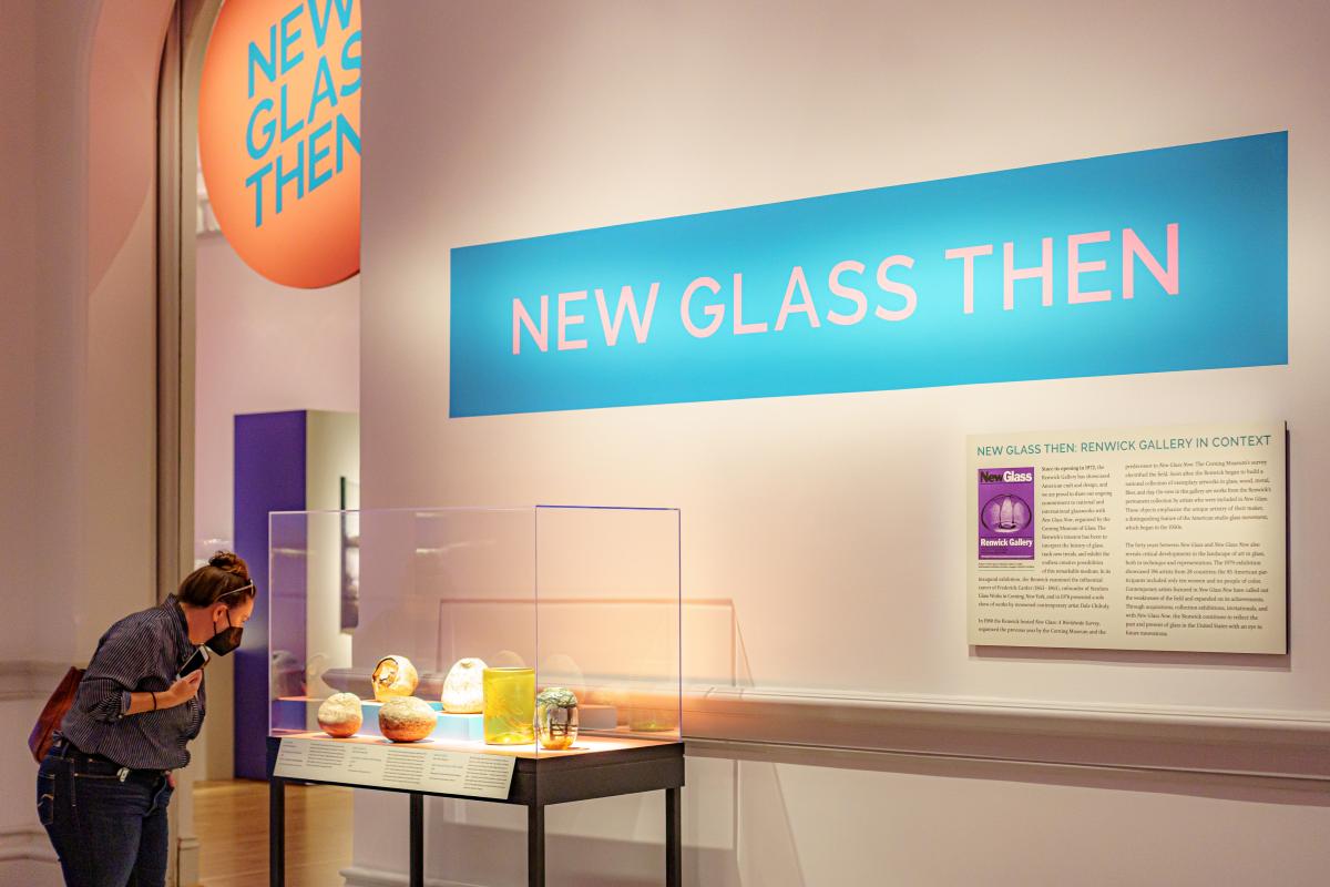 Installation view of New Glass Then
