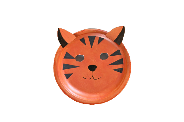 Tiger mask made out of a paper plate