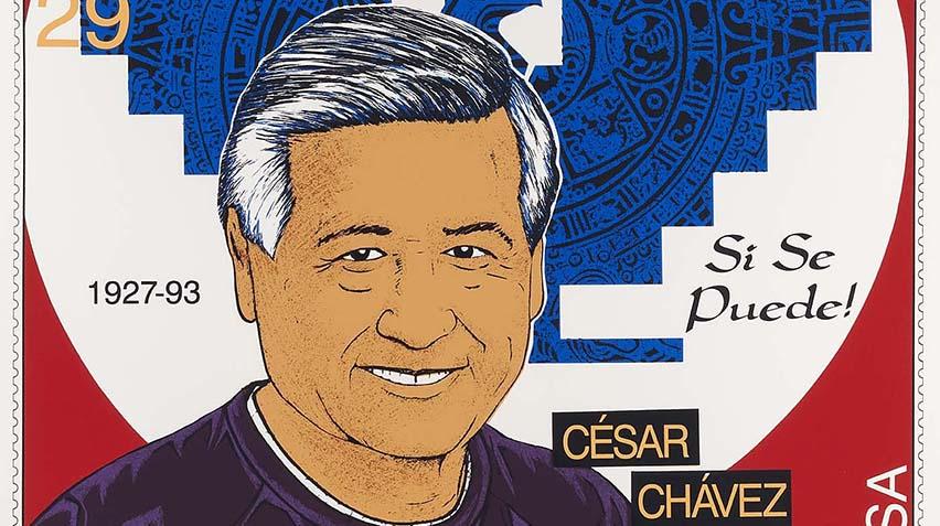 Screenprint portrait of Cesar Chavez