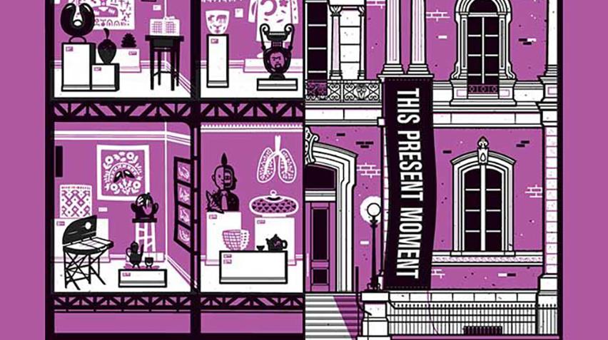 Detail of Renwick 50th Anniversary poster with the banner "This Present Moment"