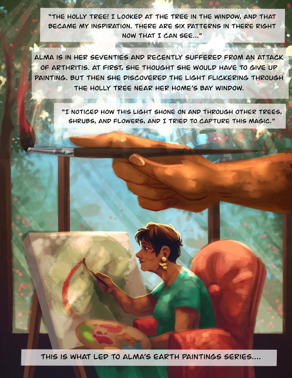 Beneath the Holly Tree: A Comic About Alma Thomas, Page one