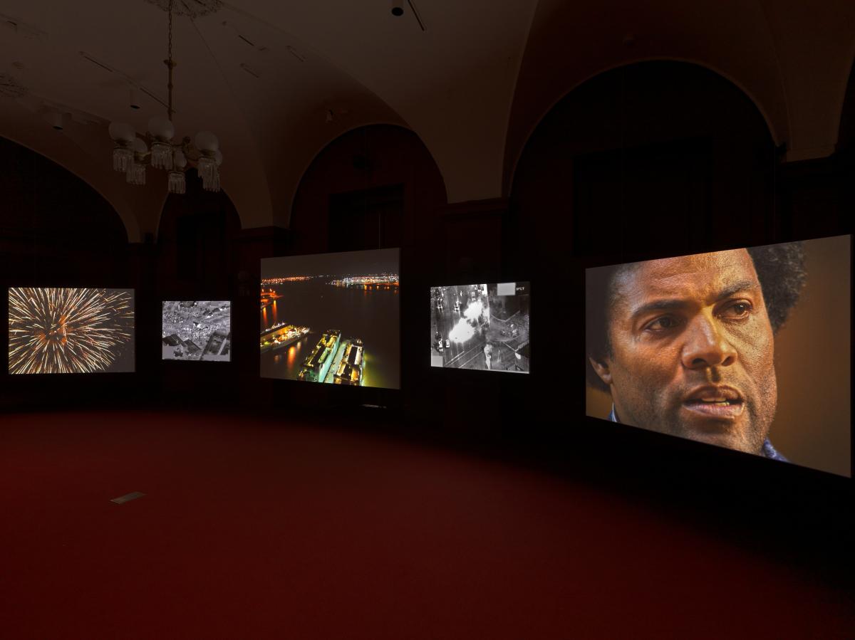 Five screen video installation.
