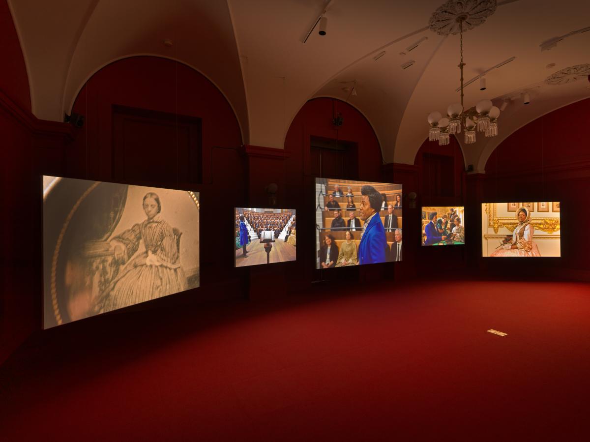 Five screen video installation.
