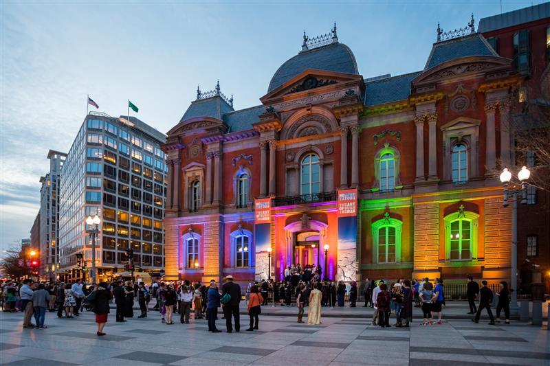 Exterior of the Renwick Gallery building during an event.