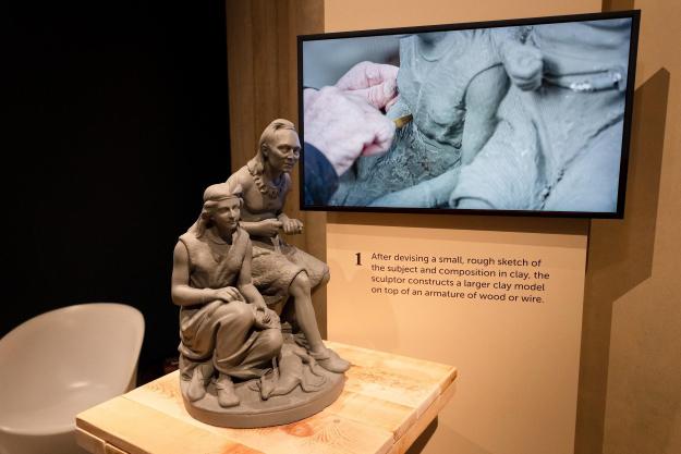 View of Peabody Essex Museum exhibition with Old Arrow Maker