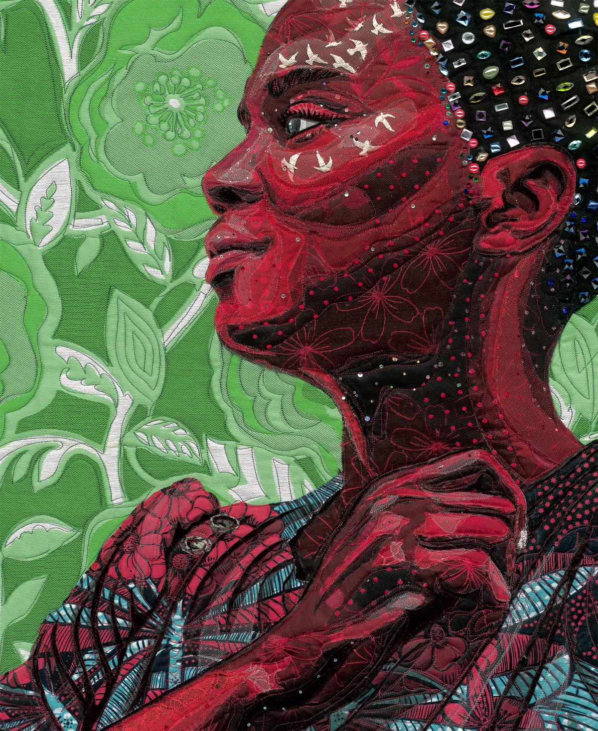 Detail of a portrait quilt.